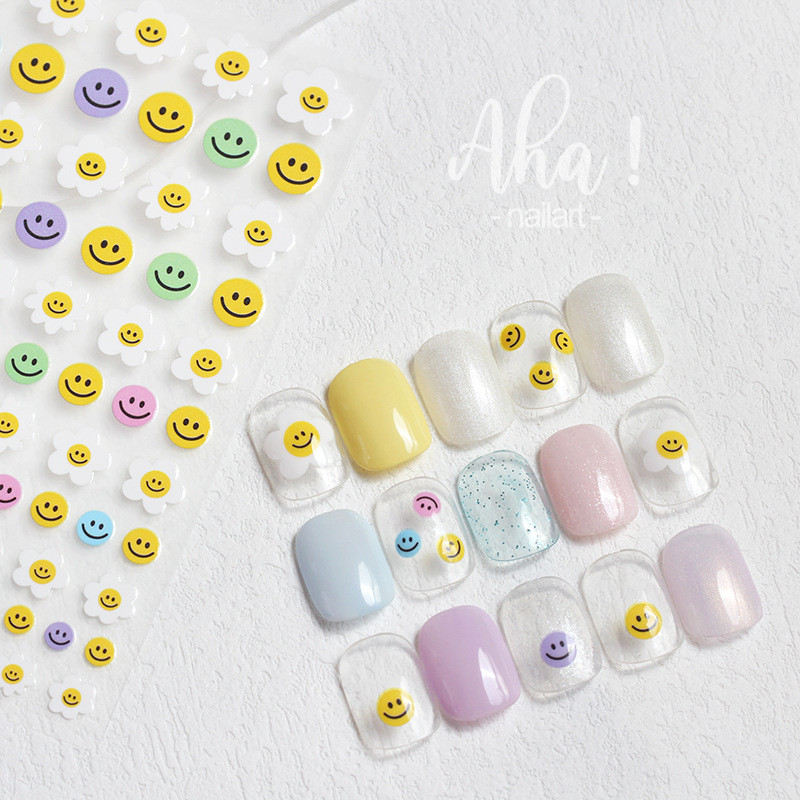 1 leht Smile Nail Art 3D kleebised Küünte kleebised küüntele Smiley Face maniküür Jaapani disain DIY Happy Accessories