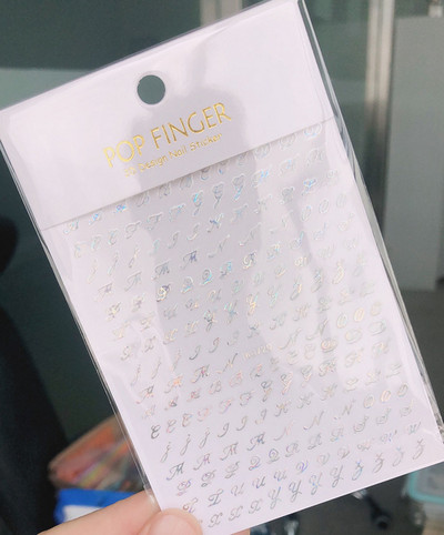 3D brojevi Engleska abeceda Naljepnice za nokte Samoljepljive laserske zlatne/srebrne/šarene klizače Retro naljepnice za nokte sa starim slovimar