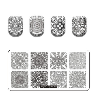 Finger Angel Marble Geometric Line Texture Nail Stamping Plates Flower Leaves Lace Nail Art Stamping Stencil Printing