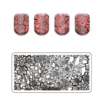 Finger Angel Marble Geometric Line Texture Nail Stamping Plates Flower Leaves Lace Nail Art Stamping Stencil Printing