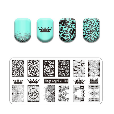Finger Angel Marble Geometric Line Texture Nail Stamping Plates Flower Leaves Lace Nail Art Stamping Stencil Printing
