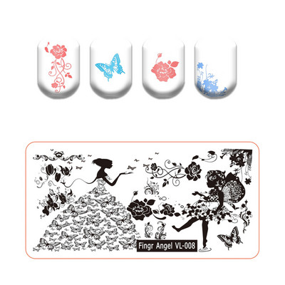 Finger Angel Marble Geometric Line Texture Nail Stamping Plates Flower Leaves Lace Nail Art Stamping Stencil Printing