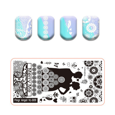 Finger Angel Marble Geometric Line Texture Nail Stamping Plates Flower Leaves Lace Nail Art Stamping Stencil Printing