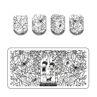 Finger Angel Marble Geometric Line Texture Nail Stamping Plates Flower Leaves Lace Nail Art Stamping Stencil Printing