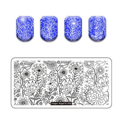Finger Angel Marble Geometric Line Texture Nail Stamping Plates Flower Leaves Lace Nail Art Stamping Stencil Printing