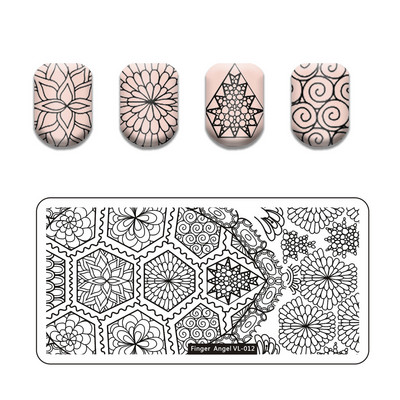 Finger Angel Marble Geometric Line Texture Nail Stamping Plates Flower Leaves Lace Nail Art Stamping Stencil Printing