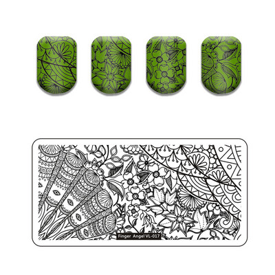 Finger Angel Marble Geometric Line Texture Nail Stamping Plates Flower Leaves Lace Nail Art Stamping Stencil Printing