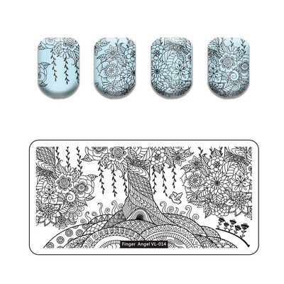 Finger Angel Marble Geometric Line Texture Nail Stamping Plates Flower Leaves Lace Nail Art Stamping Stencil Printing