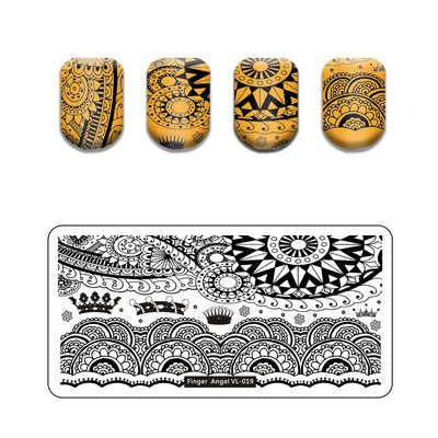 Finger Angel Marble Geometric Line Texture Nail Stamping Plates Flower Leaves Lace Nail Art Stamping Stencil Printing