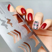 12 * 6 cm õõnsaga küünte stantsimisplaat, geomeetrilise mustriga küünte printimise šabloon, korduvkasutatavad DIY küünte õõnsate mallide tööriistad% HK-534