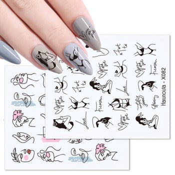 Nail Art Αυτοκόλλητα Νύχια Γούρια Αξεσουάρ σχεδιαστών Προμήθειες Μανικιούρ Pegatinas Διακόσμηση Νερό Πεταλούδα Φύλλα Λουλούδι Πορτρέτο