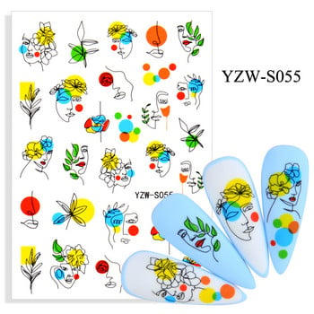 Стикер за нокти Дамско лице Скица Абстрактна пеперуда Маникюр Декорации за нокти YZ03