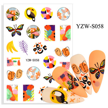 Стикер за нокти Дамско лице Скица Абстрактна пеперуда Маникюр Декорации за нокти YZ03