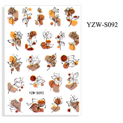 Αυτοκόλλητο νυχιών Γυναικείο σκίτσο προσώπου Αφηρημένο μανικιούρ πεταλούδα Διακοσμήσεις νυχιών YZ03