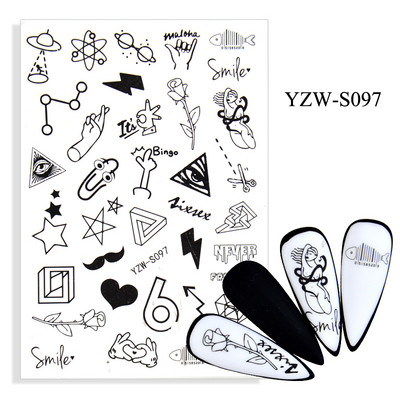 Αυτοκόλλητο νυχιών Γυναικείο σκίτσο προσώπου Αφηρημένο μανικιούρ πεταλούδα Διακοσμήσεις νυχιών YZ03