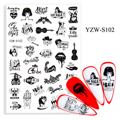 Αυτοκόλλητο νυχιών Γυναικείο σκίτσο προσώπου Αφηρημένο μανικιούρ πεταλούδα Διακοσμήσεις νυχιών YZ03