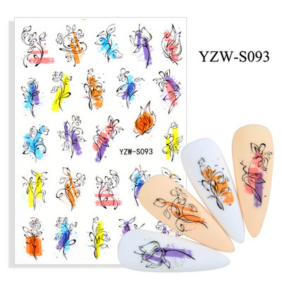 Αυτοκόλλητο νυχιών Γυναικείο σκίτσο προσώπου Αφηρημένο μανικιούρ πεταλούδα Διακοσμήσεις νυχιών YZ03