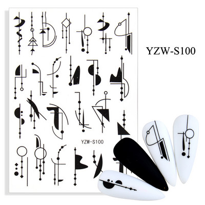 Αυτοκόλλητο νυχιών Γυναικείο σκίτσο προσώπου Αφηρημένο μανικιούρ πεταλούδα Διακοσμήσεις νυχιών YZ03