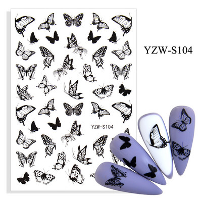 Αυτοκόλλητο νυχιών Γυναικείο σκίτσο προσώπου Αφηρημένο μανικιούρ πεταλούδα Διακοσμήσεις νυχιών YZ03