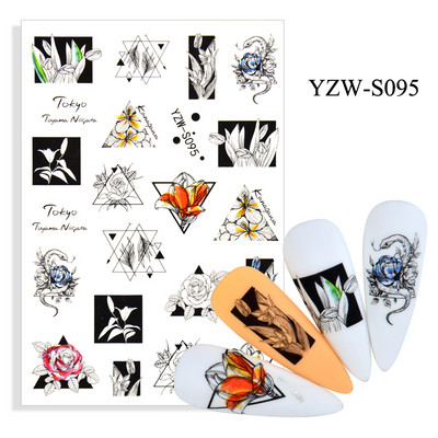 Αυτοκόλλητο νυχιών Γυναικείο σκίτσο προσώπου Αφηρημένο μανικιούρ πεταλούδα Διακοσμήσεις νυχιών YZ03