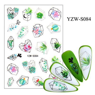 Αυτοκόλλητο νυχιών Γυναικείο σκίτσο προσώπου Αφηρημένο μανικιούρ πεταλούδα Διακοσμήσεις νυχιών YZ03