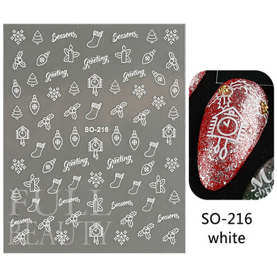 Glitter Χριστουγεννιάτικα 3D Nails Αυτοκόλλητα Snowflakes Xmas Elk Winter Snow Sliders Shiny Powder Design Καρδιά γαλλικά αυτοκόλλητα νυχιών LS-J21