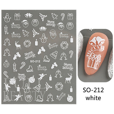 Glitter Χριστουγεννιάτικα 3D Nails Αυτοκόλλητα Snowflakes Xmas Elk Winter Snow Sliders Shiny Powder Design Καρδιά γαλλικά αυτοκόλλητα νυχιών LS-J21