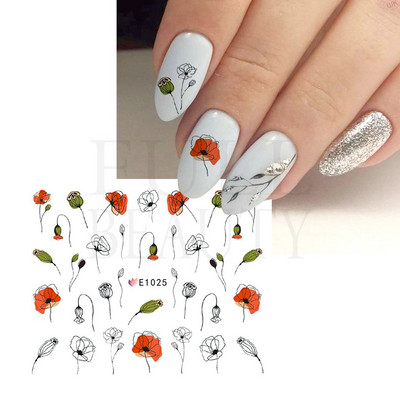 Glitter Χριστουγεννιάτικα 3D Nails Αυτοκόλλητα Snowflakes Xmas Elk Winter Snow Sliders Shiny Powder Design Καρδιά γαλλικά αυτοκόλλητα νυχιών LS-J21