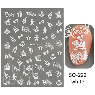 Glitter Χριστουγεννιάτικα 3D Nails Αυτοκόλλητα Snowflakes Xmas Elk Winter Snow Sliders Shiny Powder Design Καρδιά γαλλικά αυτοκόλλητα νυχιών LS-J21