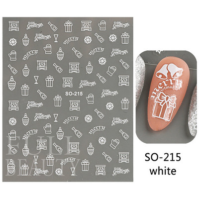 Glitter Χριστουγεννιάτικα 3D Nails Αυτοκόλλητα Snowflakes Xmas Elk Winter Snow Sliders Shiny Powder Design Καρδιά γαλλικά αυτοκόλλητα νυχιών LS-J21