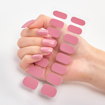 16 съвета/лист Чист плътен цвят Моден лак за нокти Минималистичен дизайн Пълно покритие Стикери за нокти Лак за нокти Аксесоари за нокти