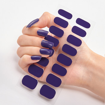 16 съвета/лист Чист плътен цвят Моден лак за нокти Минималистичен дизайн Пълно покритие Стикери за нокти Лак за нокти Аксесоари за нокти