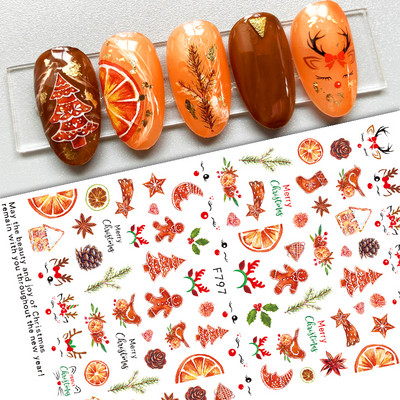 1 tk Jõuluvana Küünekleebised Jõuluvana Põdrapuu Hirv Multifilm Isekleepuvad liugurid Küünekleebised 3D Lumehelbed Küünte kaunistused