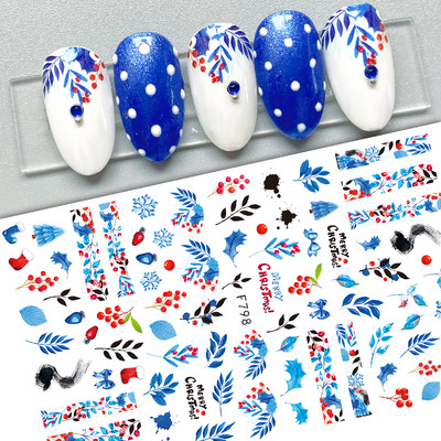 1 tk Jõuluvana Küünekleebised Jõuluvana Põdrapuu Hirv Multifilm Isekleepuvad liugurid Küünekleebised 3D Lumehelbed Küünte kaunistused