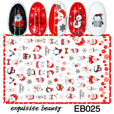 1 tk Jõuluvana Küünekleebised Jõuluvana Põdrapuu Hirv Multifilm Isekleepuvad liugurid Küünekleebised 3D Lumehelbed Küünte kaunistused