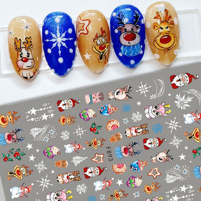 1 tk Jõuluvana Küünekleebised Jõuluvana Põdrapuu Hirv Multifilm Isekleepuvad liugurid Küünekleebised 3D Lumehelbed Küünte kaunistused