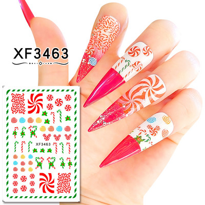 1 tk Jõuluvana Küünekleebised Jõuluvana Põdrapuu Hirv Multifilm Isekleepuvad liugurid Küünekleebised 3D Lumehelbed Küünte kaunistused