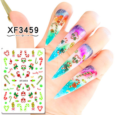 1 tk Jõuluvana Küünekleebised Jõuluvana Põdrapuu Hirv Multifilm Isekleepuvad liugurid Küünekleebised 3D Lumehelbed Küünte kaunistused