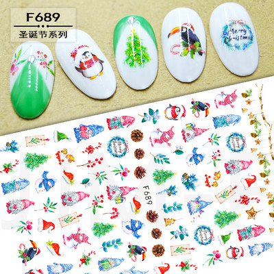 1 tk Jõuluvana Küünekleebised Jõuluvana Põdrapuu Hirv Multifilm Isekleepuvad liugurid Küünekleebised 3D Lumehelbed Küünte kaunistused