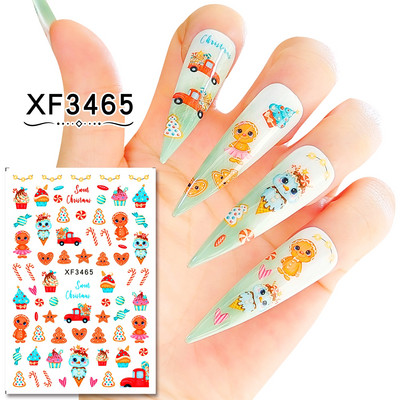 1 tk Jõuluvana Küünekleebised Jõuluvana Põdrapuu Hirv Multifilm Isekleepuvad liugurid Küünekleebised 3D Lumehelbed Küünte kaunistused