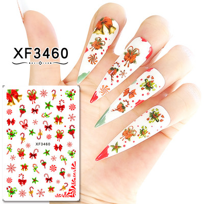 1 tk Jõuluvana Küünekleebised Jõuluvana Põdrapuu Hirv Multifilm Isekleepuvad liugurid Küünekleebised 3D Lumehelbed Küünte kaunistused