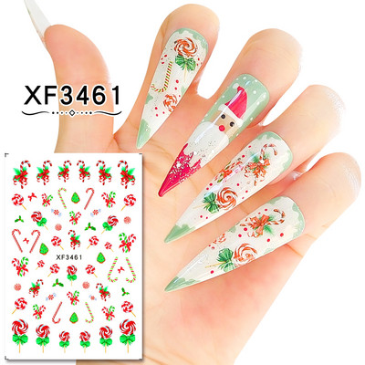 1 tk Jõuluvana Küünekleebised Jõuluvana Põdrapuu Hirv Multifilm Isekleepuvad liugurid Küünekleebised 3D Lumehelbed Küünte kaunistused