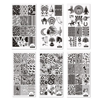 1PC Шаблон с правоъгълен печат Плочи за нокти Panda/Mechanical Gears/Unicorn/Mermaid Pattern Manicure Nail Art Image Plate 10 Designs