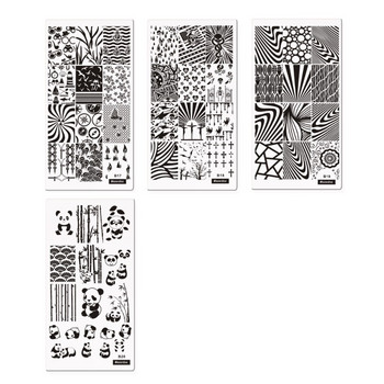 1PC Шаблон с правоъгълен печат Плочи за нокти Panda/Mechanical Gears/Unicorn/Mermaid Pattern Manicure Nail Art Image Plate 10 Designs
