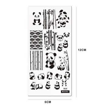 1PC Шаблон с правоъгълен печат Плочи за нокти Panda/Mechanical Gears/Unicorn/Mermaid Pattern Manicure Nail Art Image Plate 10 Designs