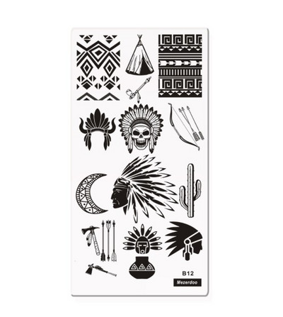 1 PC Taisnstūra zīmoga veidnes nagu plāksnes Panda/Mehāniskie zobrati/Vienradzis/Nāras raksts Manikīrs nagu mākslas attēlu plāksne 10 modeļi