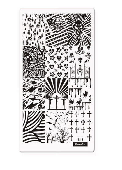 1 PC Taisnstūra zīmoga veidnes nagu plāksnes Panda/Mehāniskie zobrati/Vienradzis/Nāras raksts Manikīrs nagu mākslas attēlu plāksne 10 modeļi