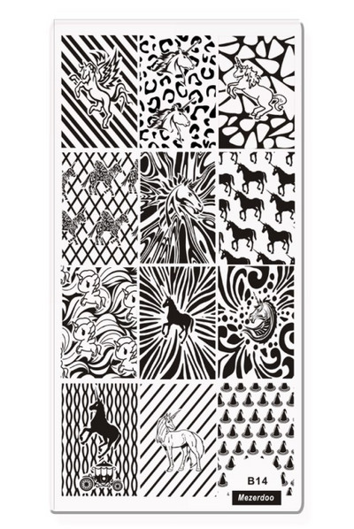 1 PC Taisnstūra zīmoga veidnes nagu plāksnes Panda/Mehāniskie zobrati/Vienradzis/Nāras raksts Manikīrs nagu mākslas attēlu plāksne 10 modeļi