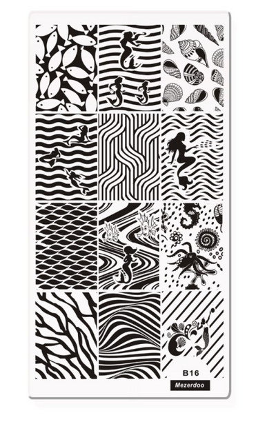 1 PC Taisnstūra zīmoga veidnes nagu plāksnes Panda/Mehāniskie zobrati/Vienradzis/Nāras raksts Manikīrs nagu mākslas attēlu plāksne 10 modeļi