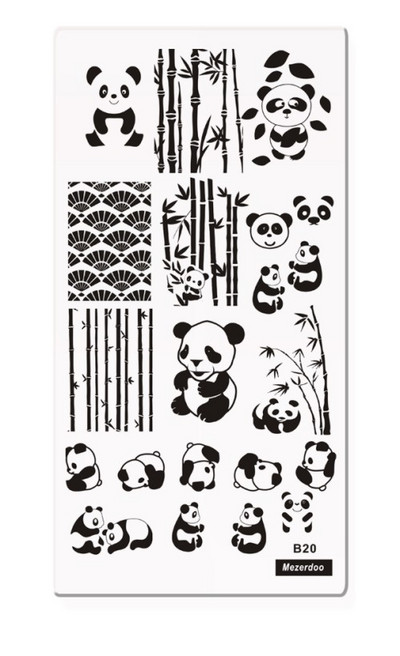 1 PC Taisnstūra zīmoga veidnes nagu plāksnes Panda/Mehāniskie zobrati/Vienradzis/Nāras raksts Manikīrs nagu mākslas attēlu plāksne 10 modeļi